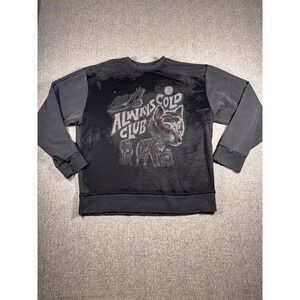 Always Cold Club Wolf Eagle Graphic Sweatshirt Pullover Black Womens XL